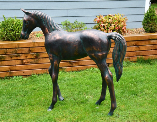 Metal life size standing foal - life,