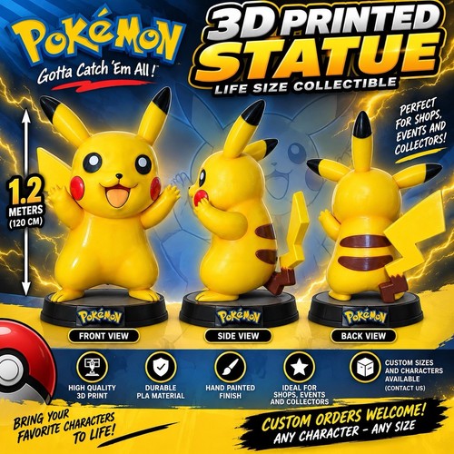 Pikachu printed statue - statue, 1.2m