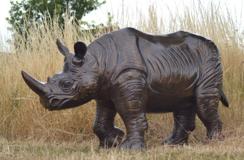 Rhino metal garden sculpture