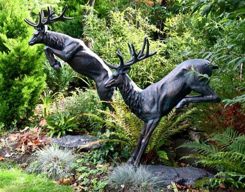 Stag pair leaping deer - stag,